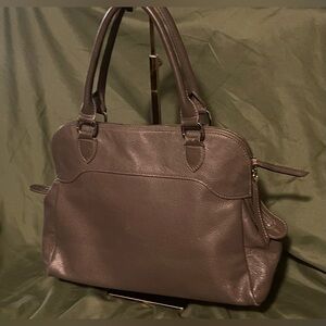 Longchamp Brown Two Way Pebbled Leather Handbag